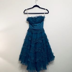 Betsy Johnson Dusty Blue Strapless Formal Dress
